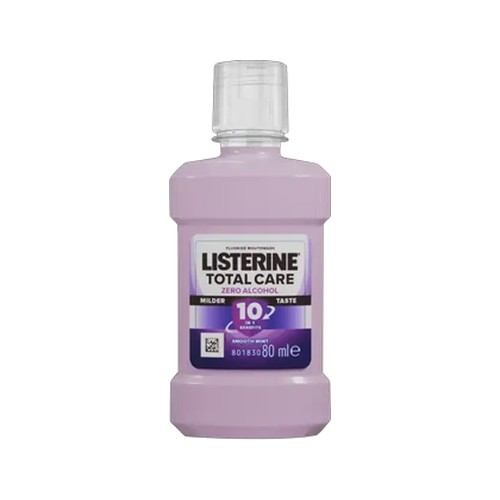 listerine total care smooth mint zero alcohol fluoride mouthwash 80ml