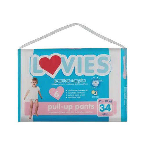 lovies premium size 6 pull-up pants 34 pack