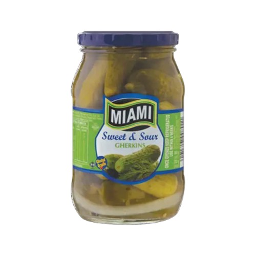 miami sweet & sour cocktail gherkins 380g