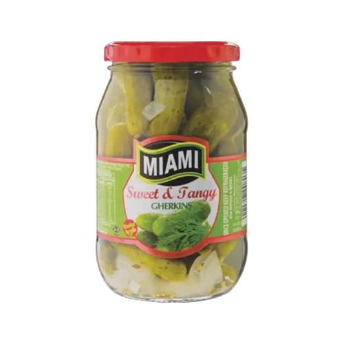 miami sweet & tangy gherkins 380g