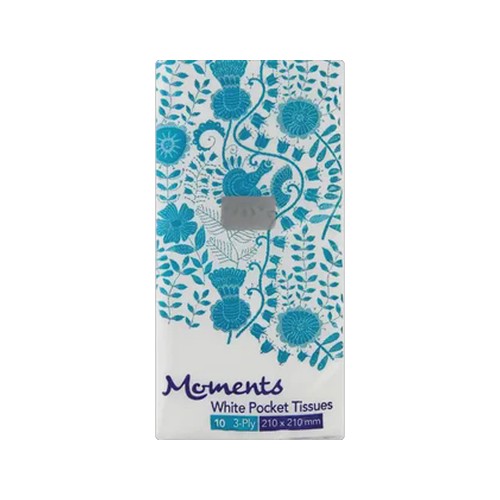 moments 3 ply facial pocket tissues single 10 pack
