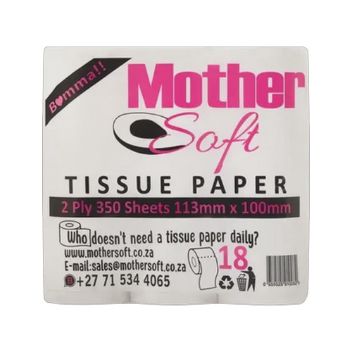 mothersoft white 2 ply tissue paper 18 pack