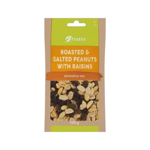 padkos roasted & salted peanuts with raisins 150g