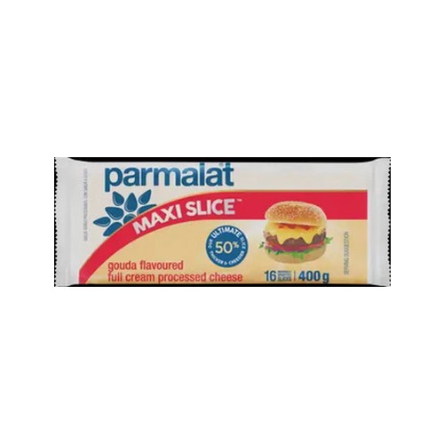 parmalat maxi slice gouda flavoured full cream processed cheese slices 16 x 25g