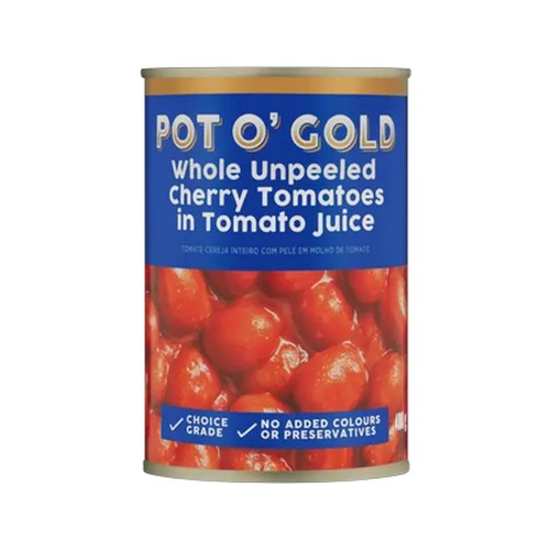 pot o gold whole unpeeled cherry tomatoes in tomato juice 400g