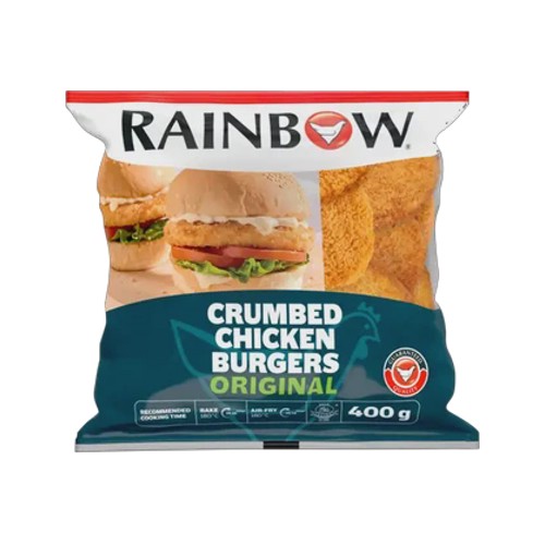 Rainbow Frozen Original Crumbed Chicken Burgers 400g