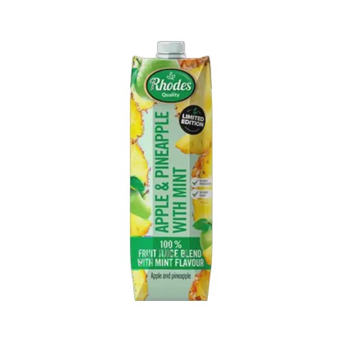 rhodes quality apple & pineapple with mint limited edition 100 fruit juice blend 1l