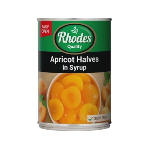 rhodes quality apricot halves in syrup 410g