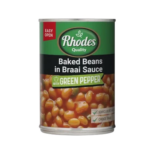 rhodes quality baked beans in braai sauce 400g