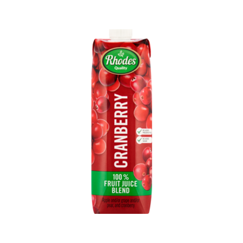 Rhodes Quality Cranberry 100% Fruit Juice Blend 1L
