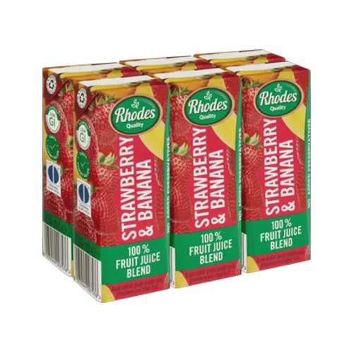 rhodes quality strawberry & banana 100 fruit juice blend 6 x 200ml