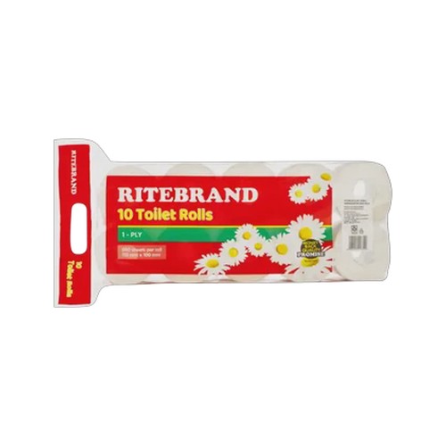 ritebrand 1 ply toilet rolls 10 pack