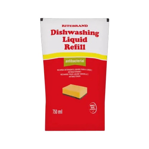 ritebrand anti-bacterial dishwashing liquid refill 750ml