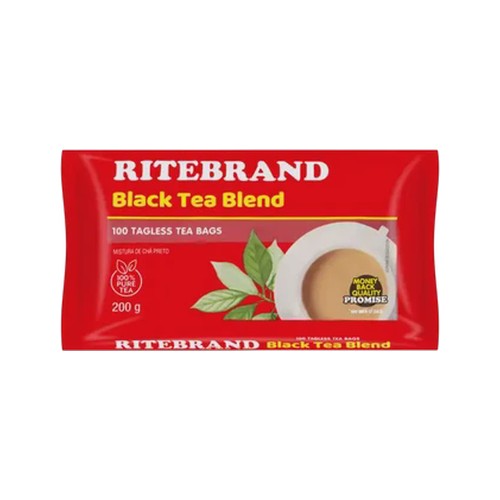 ritebrand black tea blend tagless tea bags 100 pack