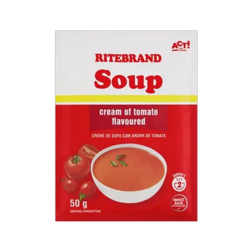 ritebrand cream of tomato flavoured instant soup 50g