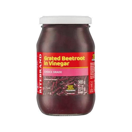 ritebrand grated beetroot in vinegar 385g
