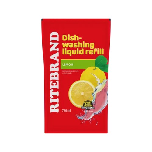 ritebrand lemon scented dishwashing liquid refill 750ml