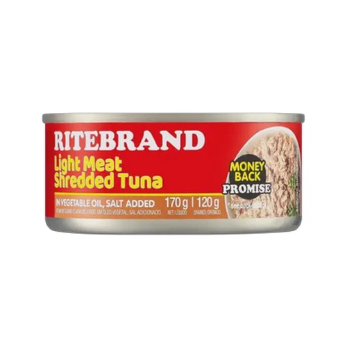 ritebrand light meat shredded tuna in vegetable oil 170g