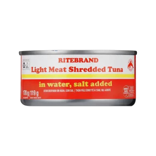 ritebrand light meat shredded tuna in water can 170g
