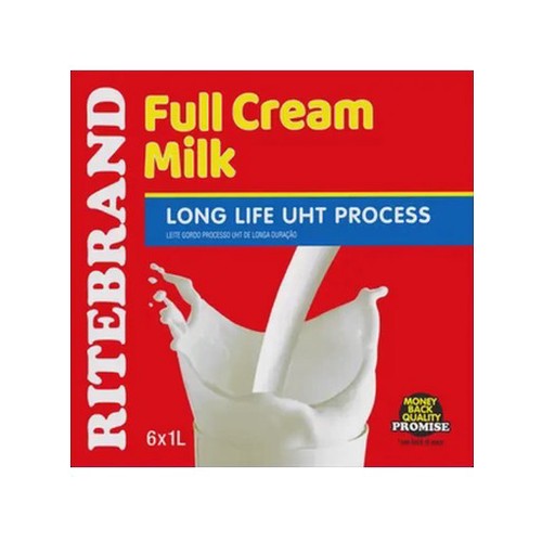 ritebrand long life full cream milk 6 x 1l
