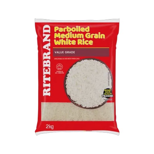 ritebrand parboiled medium grain white rice 2kg