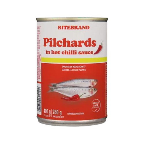 ritebrand pilchards in hot chilli sauce can 400g