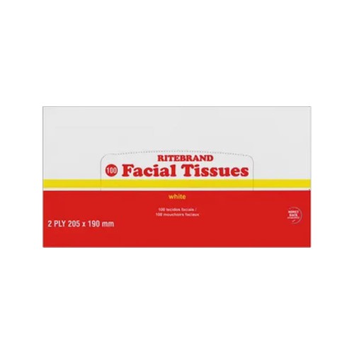 ritebrand white facial tissues 100 pack