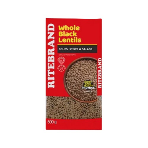 ritebrand whole black lentils 500g