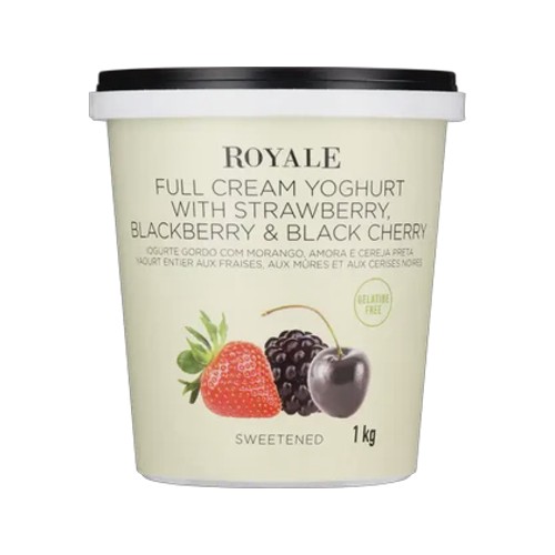 royale strawberry blackberry & black cherry full cream yoghurt 1kg