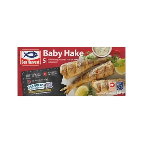 sea harvest frozen baby hake 800g