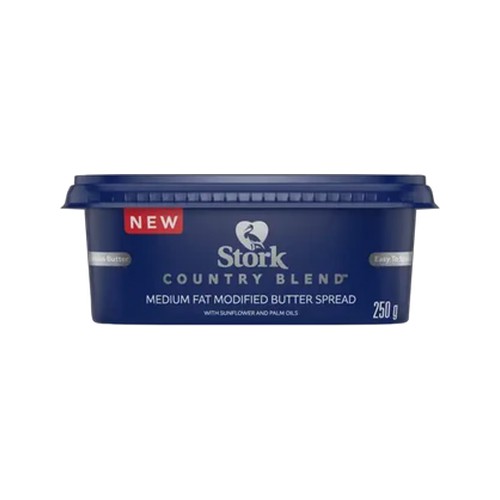 stork country blend medium fat modified butter spread 250g