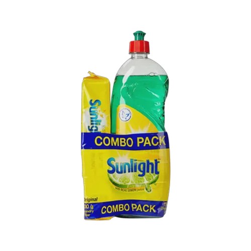 sunlight dishwashing liquid & laundry bar combo pack 750ml 500g