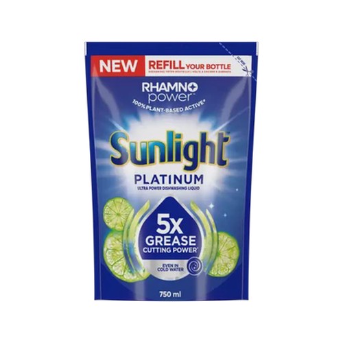 sunlight platinum ultra power dishwashing liquid refill 750ml