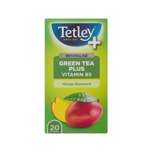 tetley mango flavoured green tea with vitamin b5 teabags 20 pack