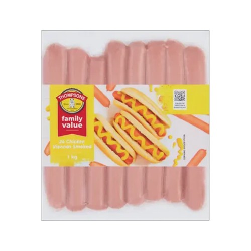 Thompsons Family Value Smoked Chicken Viennas 1kg