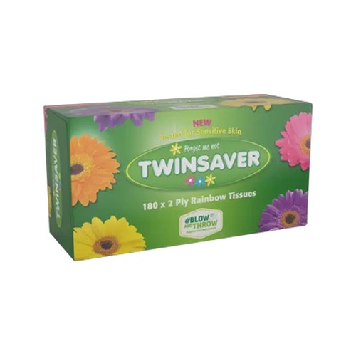 twinsaver rainbow facial tissues 180 pack