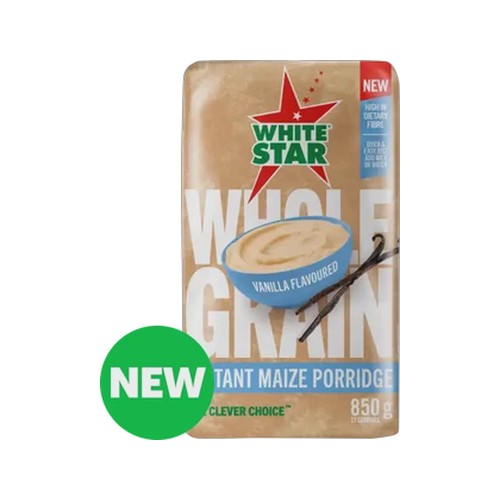 white star vanilla flavoured instant maize porridge 850g