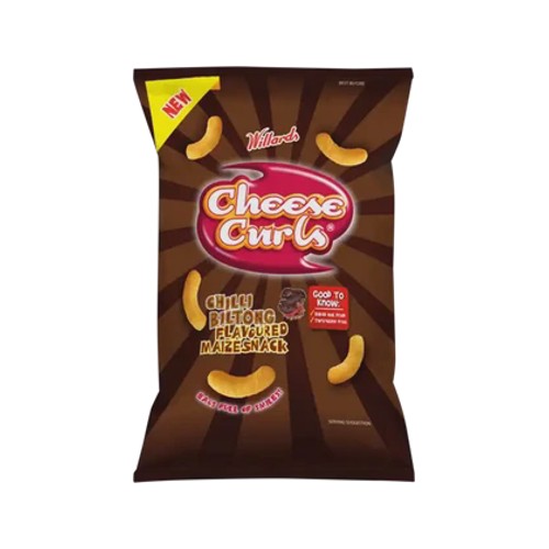 Willards Cheese Curls Chilli Biltong Flavoured Maize Snack 90g