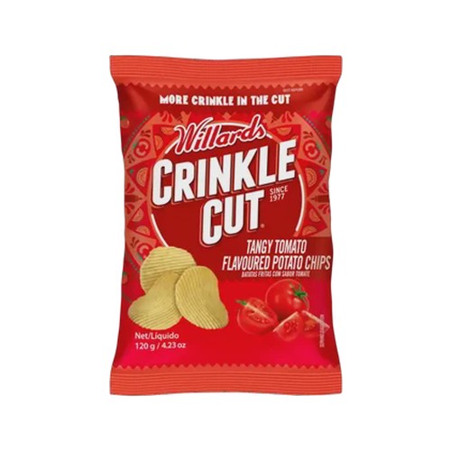 willards crinkle cut tomato flavoured potato chips 120g