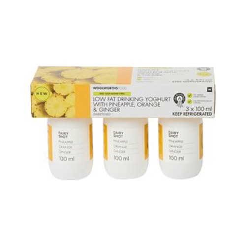Ayrshire Low Fat Drinking Yoghurt with Pineapple Orange & Ginger 3 x 100 ml