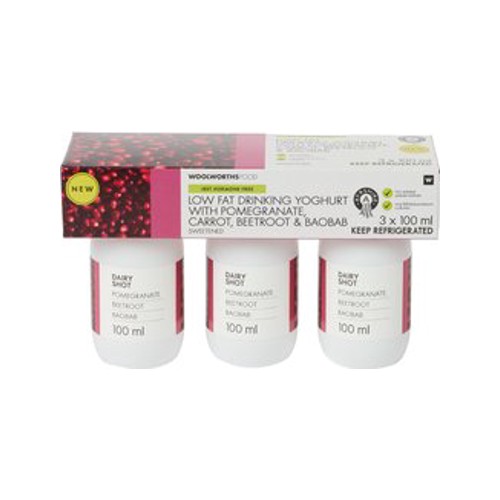 Ayrshire Low Fat Drinking Yoghurt with Pomegranate Carrot Beetroot & Baobab 3 x 100 ml