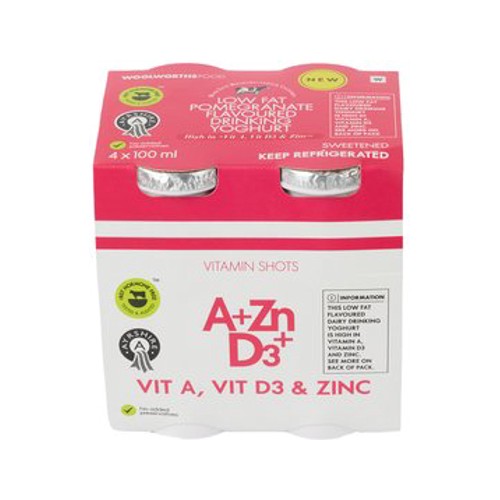 Ayrshire Low Fat Pomegranate Flavoured Drinking Yoghurt 4 x 100 ml