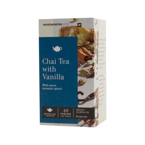 chai tea with vanilla tagless tea bags 40 pk