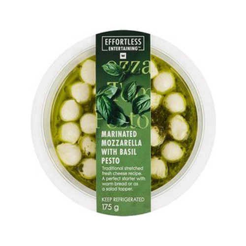 effortless entertaining marinated mozzarella with basil pesto 175 g