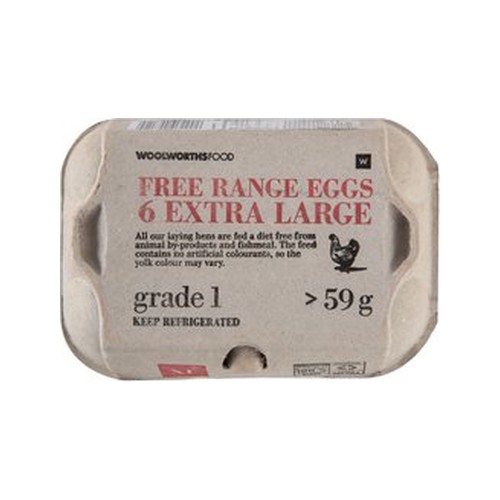free range extra large chilled eggs 6 pk