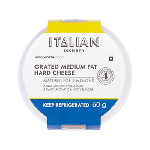 grated medium fat hard cheese 60 g