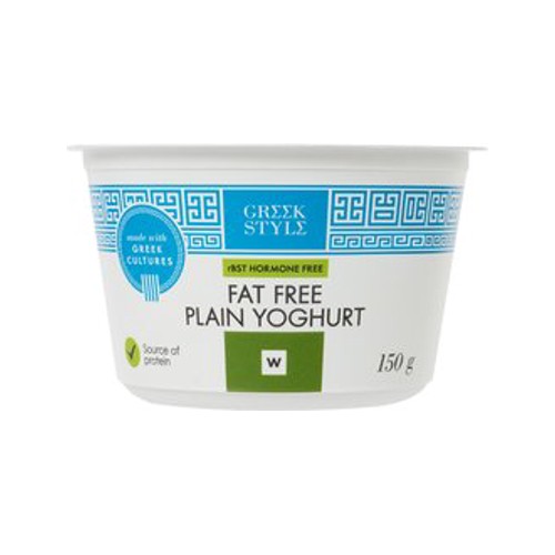 Greek Style Fat Free Plain Yoghurt 150 g