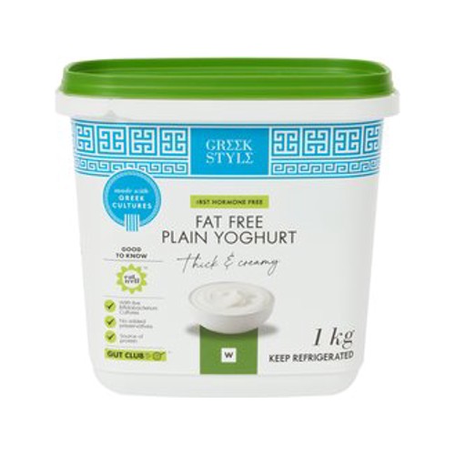 Greek Style Fat Free Plain Yoghurt 1 kg