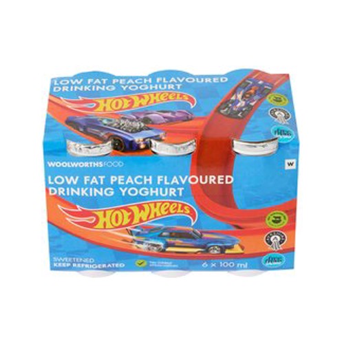Hot Wheels Low Fat Lactose Free Ayrshire Peach Drinking Yoghurt 6 x 100 ml