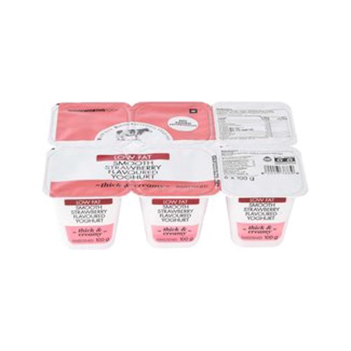 Low Fat Smooth Strawberry Yoghurt 6 x 100 g